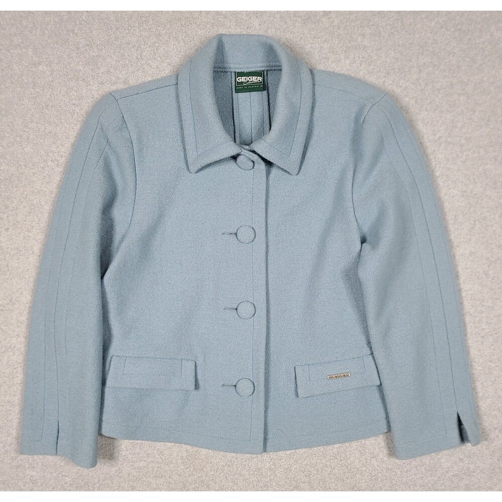 Geiger Pure Wool Jacket Womens 40 Medium Light Baby Blue